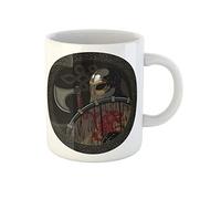 Awowee Taza de café Odin Warrior Barbarian Viking Berserker Axe and Shield White 325 ml taza de té de cerámica tazas de té mejor regalo o recuerdo para familiares, amigos compañeros de trabajo