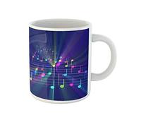 Awowee Taza de café para cuarto de bebé, notas coloridas, partituras musicales alegres, luz brillante, taza de té de cerámica de 325 ml, el mejor regalo o recuerdo para familiares, amigos, compañeros