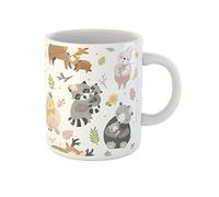 Awowee Taza de café para niños, diseño de animales del bosque, oso, conejo, ciervo, pájaro, 325 ml, taza de té de cerámica, el mejor regalo o recuerdo para familiares, amigos y compañeros de trabajo