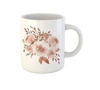 Awowee Taza de café pintada con acuarela, composición de flores de oro rosa brillante San Valentín, taza de té de cerámica de 325 ml, el mejor regalo o recuerdo para familiares, amigos y compañeros de