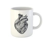 Awowee Taza de café realista con corazón humano vintage de anatomía dibujada a mano, taza de té de cerámica de 325 ml, el mejor regalo o recuerdo para familiares, amigos, compañeros de trabajo