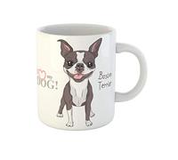 Awowee Taza de café Red Bull Smiling Dog Boston Terrier, raza de rata, taza de té de cerámica de 325 ml, el mejor regalo o recuerdo para familiares, amigos y compañeros de trabajo