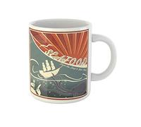 Awowee Taza de café retro de los años 40 para restaurante, cangrejo Kraken y barco, taza de té de cerámica de 325 ml, el mejor regalo o recuerdo para familiares, amigos, compañeros de trabajo