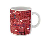 Awowee Taza de café roja con diseño abstracto de Ben London para niñas, puente grande, tazas de té de cerámica de 325 ml, el mejor regalo o recuerdo para familiares, amigos, compañeros de trabajo