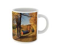 Awowee Taza de café roja Vermont New England Fall Colors Farm Maple Country de 325 ml, taza de té de cerámica, el mejor regalo o recuerdo para familiares, amigos y compañeros de trabajo