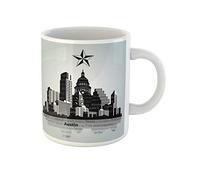 Awowee Taza de café Skyline Austin City Capital of Texas Silhouette Capitol Building 325 ml, taza de té de cerámica, el mejor regalo o recuerdo para familiares, amigos, compañeros de trabajo