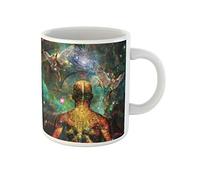 Awowee Taza de café Surrealismo Figura de hombre extraños ojos demoníacos en su taza de té de cerámica de 325 ml, el mejor regalo o recuerdo para familiares, amigos y compañeros de trabajo