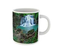 Awowee Taza de café verde Asia Mountain Stream and Waterfall Awe Beauty Nature 325 ml, taza de té de cerámica, el mejor regalo o recuerdo para familiares, amigos y compañeros de trabajo