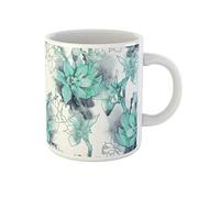 Awowee Taza de café verde azulado gris primavera flores acuarela gris floral abstracto hermosa taza de té de cerámica de 325 ml, el mejor regalo o recuerdo para familiares, amigos y compañeros de