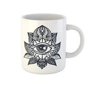 Awowee Taza de café Vintage All Seeing Eye in Mandala Lotus Providence Magic 325 ml, taza de té de cerámica, el mejor regalo o recuerdo para familiares, amigos y compañeros de trabajo