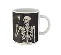 Awowee Taza de café vintage con diseño de esqueleto humano que tiene idea sobre Halloween, diseño pesado de 325 ml, taza de té de cerámica, el mejor regalo o recuerdo para familiares, amigos y