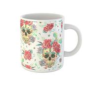 Awowee Taza de café vintage de acuarela con calavera y rosas, flores silvestres, cactus, suculentas, tazas de té de cerámica de 325 ml, el mejor regalo o recuerdo para familiares, amigos y compañeros