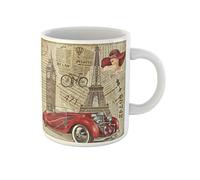 Awowee Taza de café vintage de los años 40 con diseño de periódico desgarrado de Londres de 1950 de 11 onzas, taza de té de cerámica, el mejor regalo o recuerdo para familiares, amigos y compañeros de