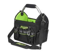 AWP Bolsa de herramientas Pro de 12 pulgadas con asa giratoria para un fácil acceso a las herramientas, construcción resistente al agua, negro/verde
