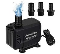 Awroutdoor Bomba De Agua, 35W 2500 L/H Mini Bomba De Agua Se Puede Usar En Tierra Y En Agua, Silencioso Bomba De Acuariocon 3 Boquillas Para Estanque,Pecera Fuente, Circulación De Agua