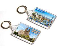 AWS Bermuda Juego de 2 Llavero Barcelona España Sagrada Familia Barcelona Spain Key Ring Espana