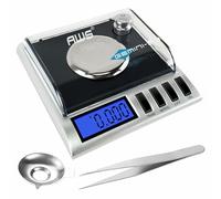 AWS Gemini-50 - Báscula digital de 50 miligramos de 50 g x 0,001 g - Báscula digital de joyería/laboratorio para polvo, oro, gemas - Incluye pesos de calibración, pinzas y bandeja - Tara, cal, 6