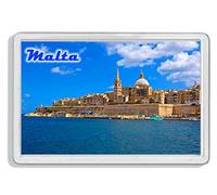 AWS - Imán de PVC duro con imagen de la Isla de Malta, mediterráneo. Recuerdo, imán para la nevera, de plástico duro con imagen fotográfica de ciudad