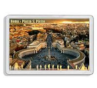 AWS - Imán de PVC duro con imagen de la plaza de San Pedro de la Ciudad del Vaticano en Roma, Italia. Souvenir para la nevera de plástico duro con imagen fotográfica de la ciudadPlaza de San Pedro.