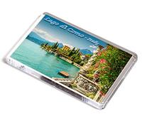 AWS Imán Lago de como Ciudad Imán de PVC rígido Villa Balbianello Fridge Imán de Nevera de plástico Duro con Imagen fotográfica Panorama Italiano Italia Punta del Balblanello
