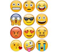 AWS Set DE 12 imanes con emoticonos Emoticons Smile para Nevera Cappa etc. Emoji Magnet Dodici imanes Smiley