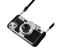 Awsaccy Emily in Paris - Funda de Silicona para iPhone 13 de 6.1 Pulgadas, diseño Vintage, diseño único en 3D, con Correa extraíble para el Cuello, para niñas y Mujeres, Color Negro