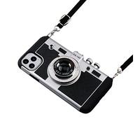 Awsaccy Emily in Paris - Funda de teléfono para iPhone 15 de 6.1 Pulgadas 2023, Funda de cámara Vintage, Bonito diseño único 3D, Funda de Silicona con Correa extraíble para el Cuello, para niñas y