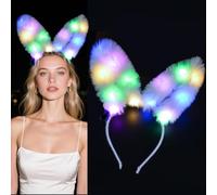 AWSOLAR 6 PCS de orejas de conejo LED para el pelo, Diademas LED para Fiestas, Cumpleaños y Conciertos, Diademas Luminosas para Festivales
