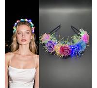 AWSOLAR 6 PCS Diadema LED, Accesorio Luminoso de Colores para el Cabello con Diez Flores para Bodas, Festivales y Fiestas
