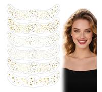 AWSOLAR 6 Piezas de Tatuajes de Pecas Brillantes para La Cara, Tatuajes de Pecas Brillantes, Pecas Falsas Doradas Brillantes para Festivales y Fiestas