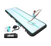 AWSUM Airtrack Air Track Turn Matte 6m inflable Turnmatte Outdoor aufblasbar für Zuhause Zubehör Airfloor mit Tragetasche elektrische Luftpumpe Turnen Tumbling Fitness 10cm Matte Sportmatte Grün