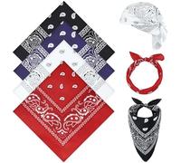 AWUMBUK Bandana Hombre Mujer, 4 Piezas Paisley Bandanas Multifuncional Pañuelo Cuello Para Moteros Pañuelo Pirata 55 * 55cm Bandana (Negro, Blanco, Rojo, Azul)