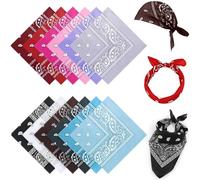 AWUMBUK Bandana Hombre y Mujer - 12 Pack Pañuelos Cabeza Multiusos Bandanas, Paisley turbantes - para Cinta Pelo, Sombrero Cowboy, Diadema, Antifaz,Sotocasco Moto(55 x 55 cm)