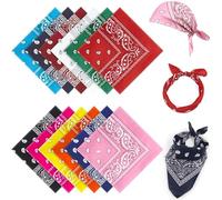 AWUMBUK Bandana Hombre y Mujer - 12 Pack Pañuelos Cabeza Multiusos Bandanas, Paisley turbantes - para Cinta Pelo, Sombrero Cowboy, Diadema, Antifaz,Sotocasco Moto(55 x 55 cm)