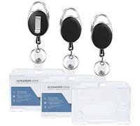 Awumbuk Porta Tarjetas Identificativas, Funda Tarjeta Identificación Multifunción de Doble Cara con Llavero Retractil, Portatarjetas Colgante para Tarjetas de Trabajo Autobús （3 Piezas）