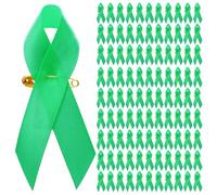 Awwertse 300 Piezas de Cinta de Conciencia, Cinta de Satén, Alfileres de Solapa, Cintas de Tela con Alfileres de Seguridad para Mujeres y Hombres (Verde)