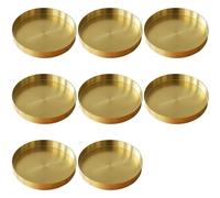 Awwertse 8X Bandeja Redonda Dorada, Bandeja Decorativa de Metal, Bandeja de Maquillaje, Organizador para Tocador, Baño, Vestido, Acabado de Latón Mate, 4.9 Pulgadas