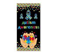 Awwertse 90x180cm Fondo de Fotografía Tela Día Mundial del Autismo Fondo de Pancarta Escena de Rompecabezas Tela de Fondo de Configuración