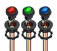 Awwertse Interruptor Basculante Redondo 12V 20A Interruptor de Palanca Redondo Marino Impermeable con Certificación UL Interruptor de Encendido y Apagado con Luz LED Resistente 3 Colores