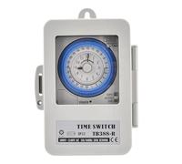 Awwertse Interruptor Temporizador Mecánico TB388R de 24 Horas, IP53, Programable, con Caja de Interruptores, CA 100-240 V, Intervalo de 15 Minutos.