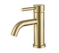 AWWVRLMM Grifo De Baño, Grifo Monomando De Lavabo De Acero Inoxidable, Grifo De Agua Fría Y Caliente De Oro Cepillado del Norte De Europa con Manguera De Acero Inoxidable A Prueba De Explosiones,A(B)