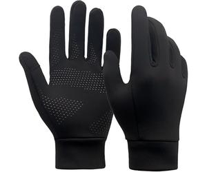 AWXUOCK Guantes de invierno para correr para hombres y mujeres, compatibles con pantalla táctil, antideslizantes, ligeros, para ciclismo, conducción deportiva (negro, L)