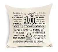 Awyuan Funda de cojín de 10 cumpleaños para Niñas 10 años Amigo Niños Hija Hijo Hermana Hermano Sobrina Sobrino Nieta Nieto Primos Regalo de cumpleaños Regalo Inspirador