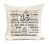 Awyuan Funda de cojín de 16 cumpleaños para Niñas 16 años Amigo Niños Hija Hijo Hermana Hermano Sobrina Sobrino Nieta Nieto Primos Regalo de cumpleaños Regalo Inspirador