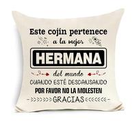 Awyuan Funda de Cojín para Hermana - Este Cojín Pertenece a la Mejor Hermana del Mundo Regalo de Cumpleaños Fundas de Cojín Decorativas