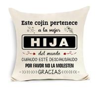 Awyuan Funda de Cojín para Hija - Este Cojín Pertenece a la Mejor Hermana del Mundo Regalo de Cumpleaños Fundas de Cojín Decorativas