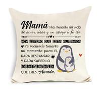Awyuan Regalo Divertido Funda de cojín para mamá Cumpleaños Día de la Madre (Mamá, has llenado...)