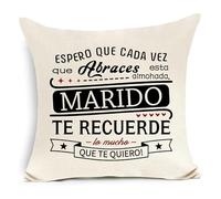 Awyuan Regalos para Marido Espero Que Cada Vez Que abraces Esta Almohada te recuerde lo Mucho Que te Quiero Funda de Cojín para Esposo de Esposa Cumpleaños Navidad Aniversario Regalo (Marido-a)