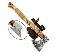 AX-7000 - Hacha vikinga de Acero al Carbono Forjado con Eje de Madera de Rosa, Hacha de Camping Barbuda vikinga