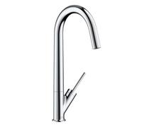 hansgrohe AXOR Starck Monomando de cocina 300 con caño giratorio, 10822800, Color: Acabado en acero inoxidable
